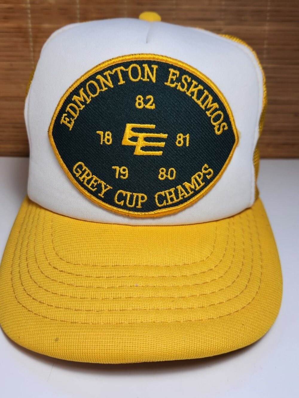 Vintage 1982 Edmonton Eskimos Grey Cup Champs Trucker Hat GT Lanning AS IS Crack